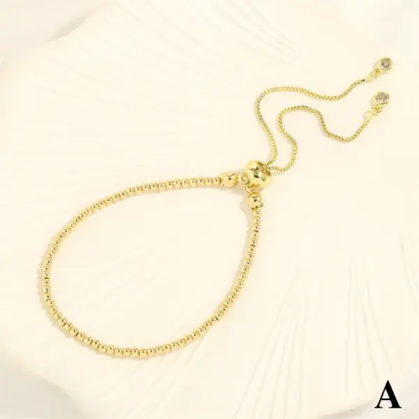 Wholesale Retro Simple Style Round Copper 18k Gold Plated Zircon Bracelets In Bulk