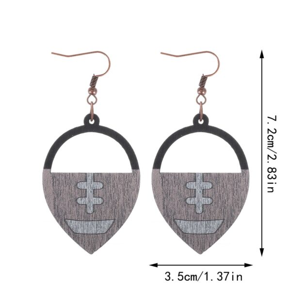 Wholesale Cross Border Sports Ball Rugby Wooden Earrings Laser Carved Earrings AliExpress Amazon