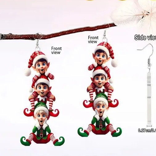 Wholesale Cute elf gingerbread man earrings for Christmas