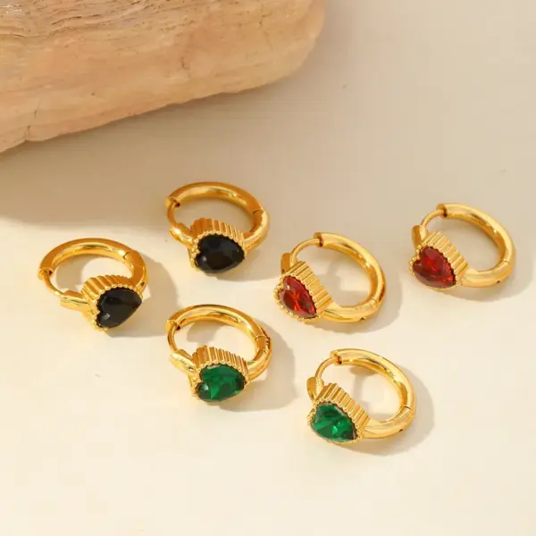 Wholesale 1 Pair Casual Elegant Heart Shape Inlay 304 Stainless Steel Zircon 18K Gold Plated Earrings