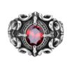 Wholesale S925 Silver-Plated Trendyy Retro Thai Silver Old Style Fashionable Men's Faceted Garnet Cross Army Flower Ring