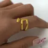 Wholesale PVD Coated Real Gold Plated 18K Gold Geometric 304 Stainless Steel Casual Classic Style Waterproof Non Tarnish Open Rings