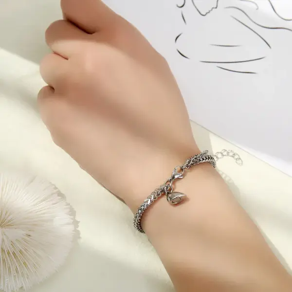 Wholesale Simple Style Heart 304 Stainless Steel No Inlaid Bracelets In Bulk
