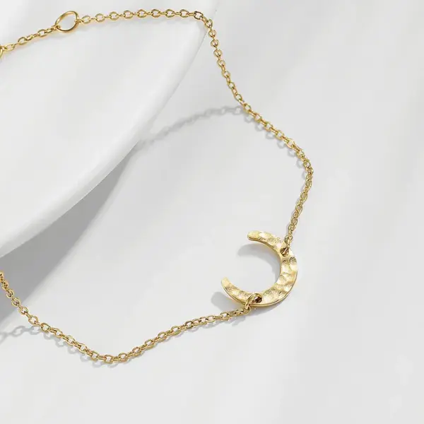 Wholesale PVD Coated 14K Gold Real Gold Plated Moon Stainless Steel Simple Style Waterproof Non Tarnish 304 Stainless Steel Bracelets