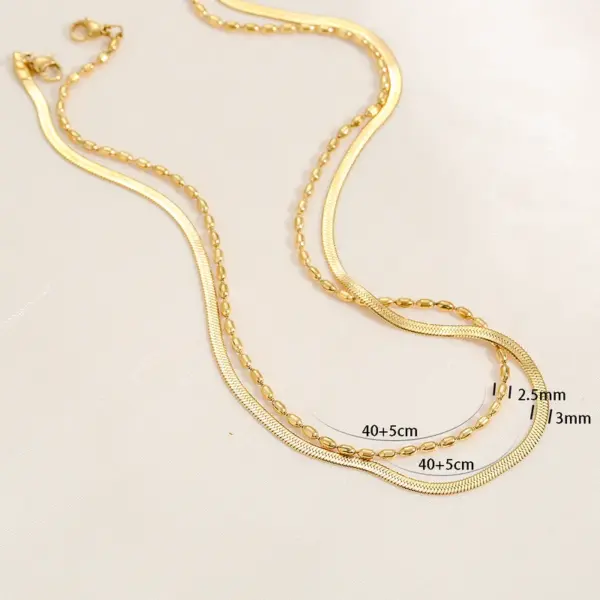 Wholesale Ion Plating (IP) 18K Gold Plated Necklace 304 Stainless Steel Basic Commute Waterproof Non Tarnish 304 Stainless Steel Lobster Trigger Clasp Closure Double Layer Necklaces