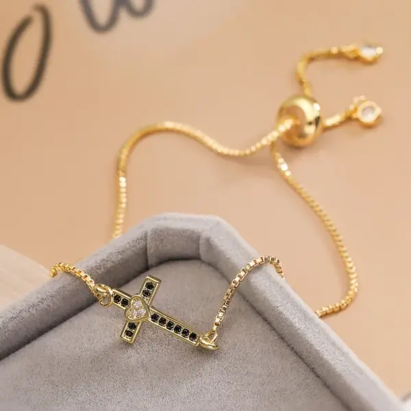 Wholesale Jewelry Retro Simple Style Cross Copper Bracelets Box Chain