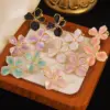 304 Stainless Steel Plastic Flower Electroplating Imitation Gold Elegant Princess Enamel Gold Ear Studs