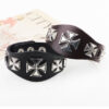 Wholesale Ancient Roman Cross Rivet Punk Style Cowhide Bracelet