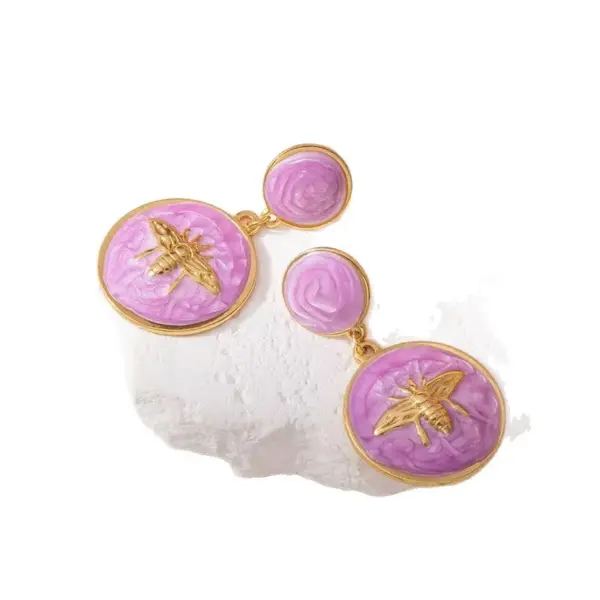 Wholesale 304 Stainless Steel Heart Shape Flower Earrings For Unisex