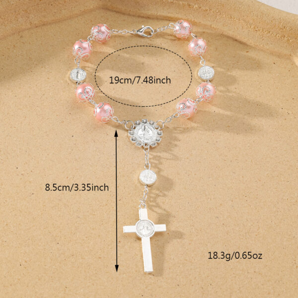 oly-24074c3497cb8c069906a938c100623e Wholesale 10mm glass pearl cross blessing beaded bracelet