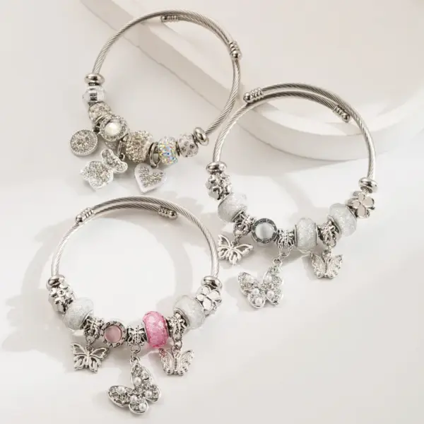 Wholesale Casual Elegant Classic Style Bear Butterfly 304 Stainless Steel Bangle In Bulk