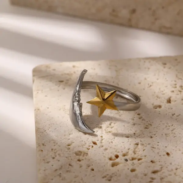 Real Gold Plated Solid Color 304 Stainless Steel Hawaiian Tropical Streetwear Waterproof Non Tarnish Rings