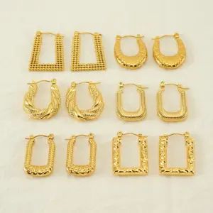 1 Piece Vintage Style U Shape Semicircle Round lishing Plating Stainless Steel Titanium Steel Titanium Steel 18K Gold Plated Ear Studs