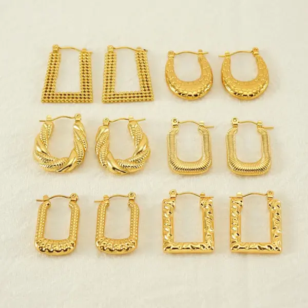 1 Piece Vintage Style U Shape Semicircle Round lishing Plating Stainless Steel Titanium Steel Titanium Steel 18K Gold Plated Ear Studs