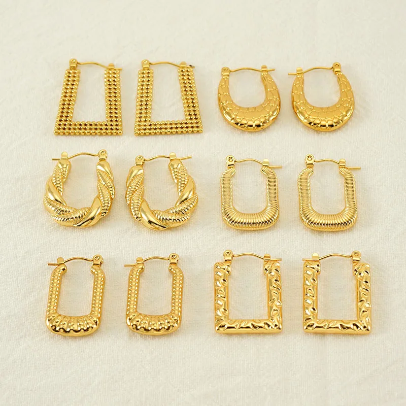 Wholesale 1 Piece Vintage Style U Shape Semicircle Round lishing Plating Stainless Steel Titanium Steel Titanium Steel 18K Gold Plated Ear Studs