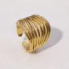 Wholesale PVD Coated Real Gold Plated 18K Gold Solid Color 304 Stainless Steel Modern Style Simple Style Waterproof Non Tarnish Open Rings