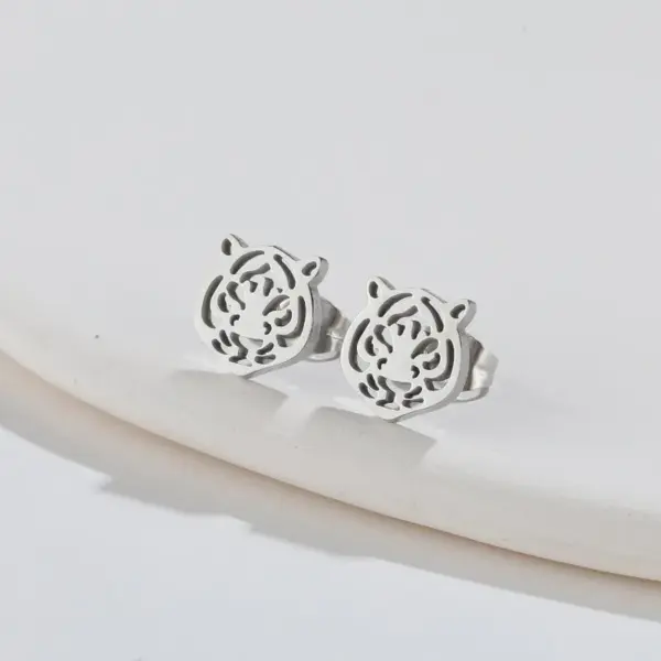 Wholesale PVD Coated 18K Gold Real Gold Plated Tiger 304 Stainless Steel Fashion Waterproof Non Tarnish Earrings