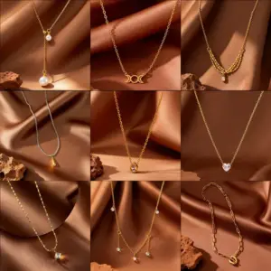 Stainless Steel Necklace Electroplated 18K Gold Personality Niche Design Fashionable Versatile Simple Geometric Waterdrop Heart Shape