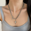 oly-2424d36f670c02dfc346af6eade13d76 Wholesale Square Diamond Star Cross Necklace for Men Ins Hip-Hop Neutral Trend Cool Niche Clavicle Chain for Women