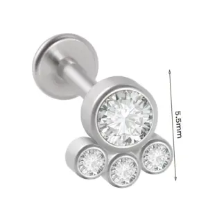 Style 17-White diamond / Stainless Steel Rod 1.2x6mm