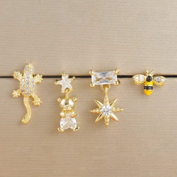 Wholesale 1 Piece Elegant Classic Style Geometric Bee Plating 304 Stainless Steel Artificial Pearls Zircon Drop Earrings Ear Studs