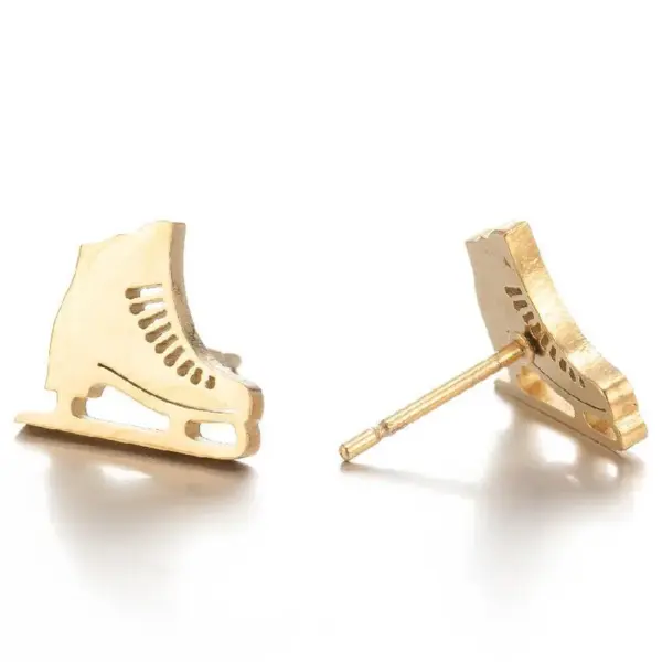Wholesale PVD Coated Real Gold Plated Letter Skates Ball Stainless Steel Fashion Waterproof Non Tarnish Ear Studs