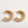 Wholesale Trendy Fashion Ins Style Gold-Plated Imitation Gold 304 Stainless Steel Imitation Pearl U-Shaped C-Shaped Simple Stud Earrings