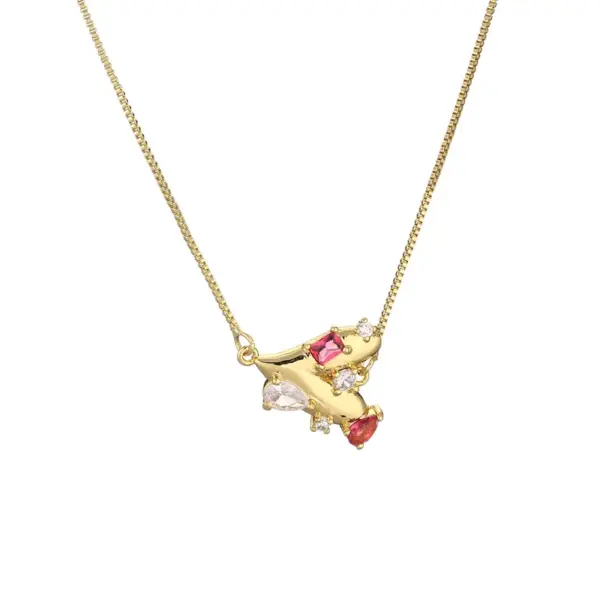 Wholesale Fashion Heart Shape Wine Glass Copper Enamel Plating Inlay Zircon Pendant Necklace 1 Piece