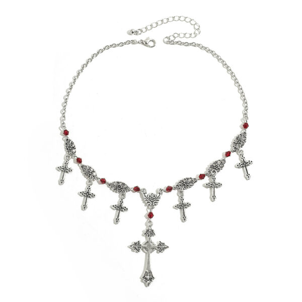Wholesale Retro Gothic style blood dripping tassel cross multi-layer necklace