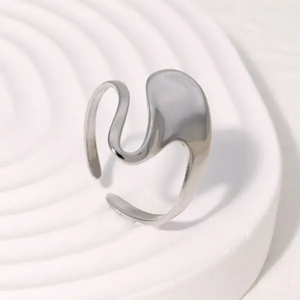 PVD Coated Real Gold Plated 18K Gold Asymmetrical Irregular 304 Stainless Steel Modern Style Simple Style IG Style Waterproof Non Tarnish Open Rings