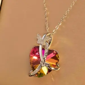 Big Heart Butterfly - Rose Red Light - / Silver