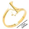 Wholesale PVD Coated Real Gold Plated 18K Gold Star Moon 304 Stainless Steel Casual Waterproof Non Tarnish Open Ring