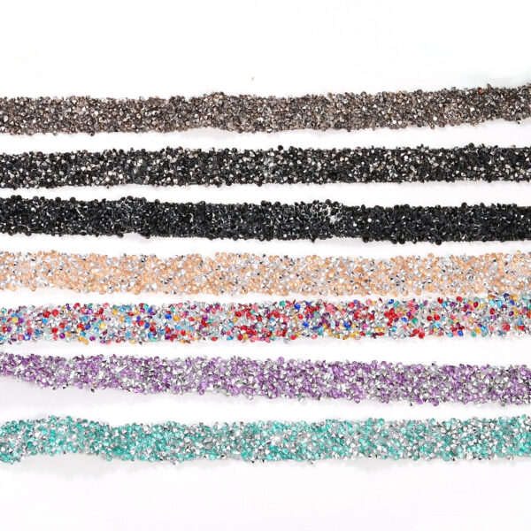 Wholesale Double-sided adhesive Hot Melt Adhesive rhinestone rhinestone rhinestone Strip width 1.5cm diamond belt shoe bag crystal rhinestone clothing diamond chain