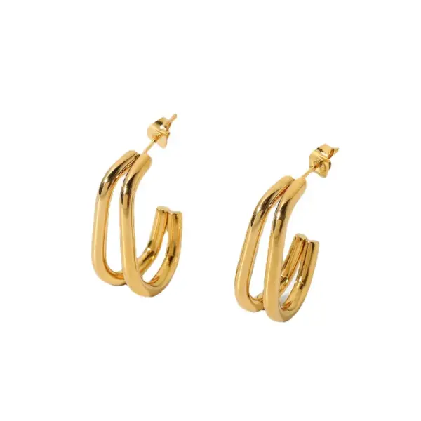 Wholesale C Shape Plating Stainless Steel No Inlaid Gold Plated Earrings