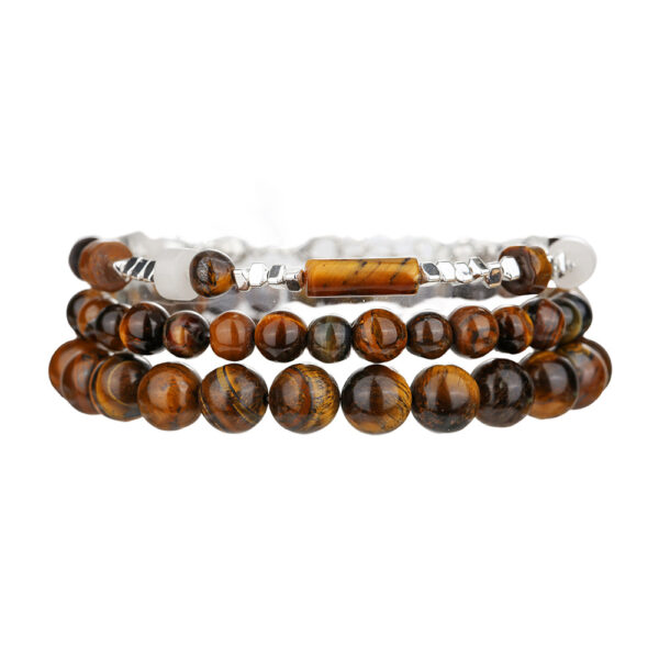 Wholesale Black Gallstone Broken Silver Tiger Eye Stone Beaded Bracelet for Women Niche Design Retro Elastic Bracelet Student Couple Bracelet