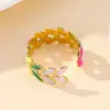 Wholesale PVD Coated 18K Gold Plated Leaves 304 Stainless Steel Elegant Tropical Streetwear Waterproof Non Tarnish Rings