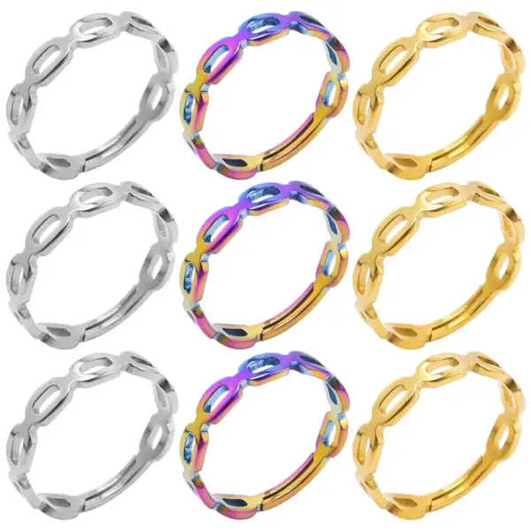 oly-2451c1f81a768e0965008b3b80b1a4a6 Wholesale PVD Coated Real Gold Plated 18K Gold Solid Color 304 Stainless Steel Simple Style Waterproof Non Tarnish Rings