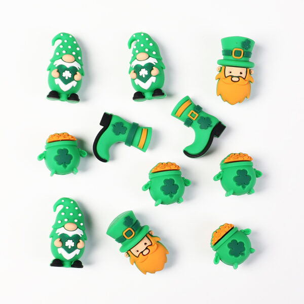 Wholesale Clover 3D Silicone Beads, St. Patrick's Day Ornamental Beads (Focal Beads)