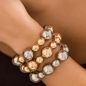 Wholesale Vacuum Electroplating (In Furnace) Plated 18K Real Gold Geometric Pattern Round 303 Stainless Steel 304 Stainless Steel Women's Bracelet