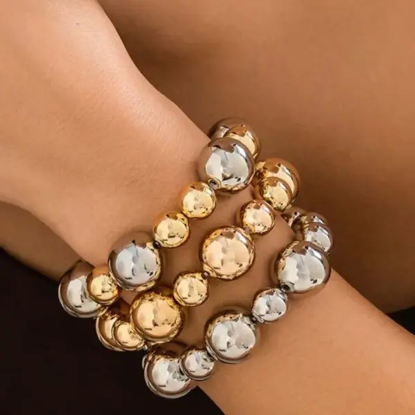 Wholesale Vacuum Electroplating (In Furnace) Plated 18K Real Gold Geometric Pattern Round 303 Stainless Steel 304 Stainless Steel Women's Bracelet