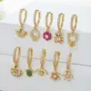 Wholesale 1 Piece Fashion Animal Star Moon Inlaid Zircon Copper Zircon 18K Gold Plated Earrings