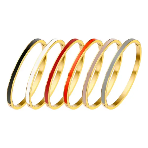 Vacuum Plating Real Gold Plated 18K Circle 304 Stainless Steel Titanium Fashion Waterproof Non Tarnish Bangle