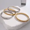 Casual Vacation Modern Style Simple 304 Stainless Steel 18K Gold Plated Rhinestones Bangle In Bulk