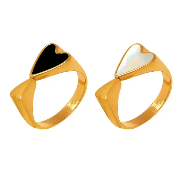 Wholesale PVD Coated Real Gold Plated 18K Gold Heart Shape 304 Stainless Steel Simple Style Waterproof Non Tarnish Open Ring