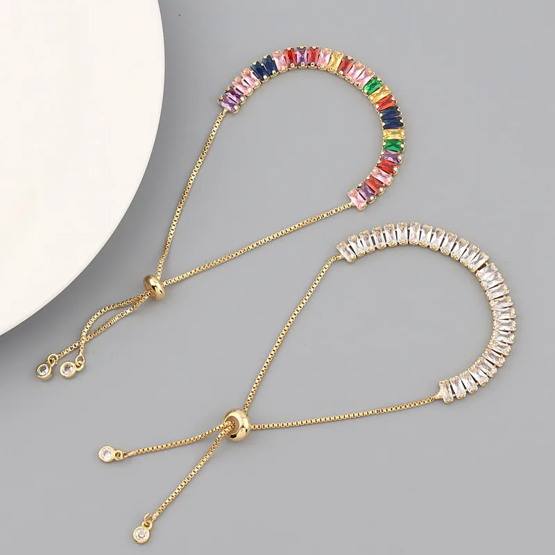 Wholesale Retro Geometric Copper Zircon Bracelets In Bulk