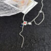 Wholesale Original Personality Red Peach A Poker Necklace Niche Design Stitching Necklace All-match Advanced Tassel Clavicle Chain