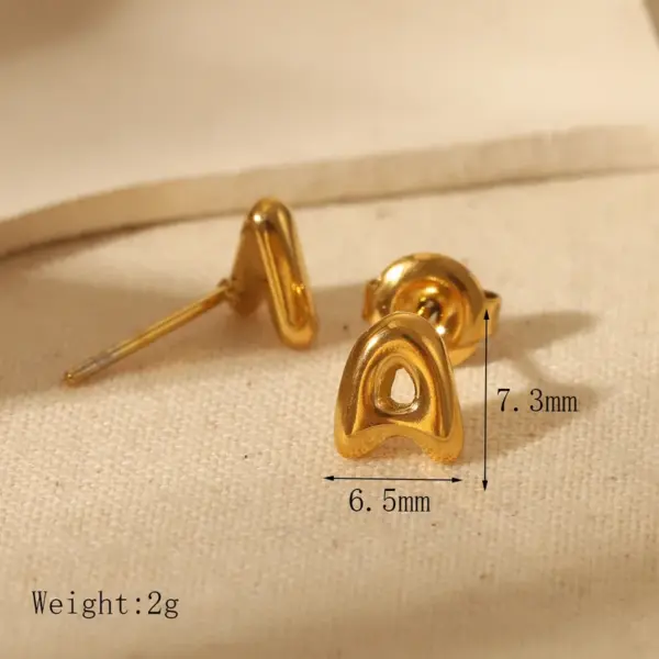 Wholesale 1 Pair Basic Simple Style Letter Solid Color 304 Stainless Steel 14K Gold Plated Ear Studs