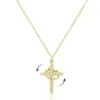 Wholesale Jewelry Casual Cross 201 Stainless Steel Copper Zircon K Gold Plated Silver Plated Cable Chain Pendant Necklace