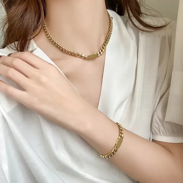 Vacuum Plating Real Gold Plated 18K Gold Gold Plating Silver Plated Geometric 304 Stainless Steel Fashion Waterproof Non Tarnish Titanium Steel Necklace