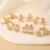 1 Pair Elegant Sweet Swan Flower Butterfly Plating Inlay 304 Stainless Steel Copper Zircon Gold Plated Ear Studs